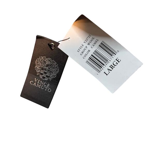 Vince Camuto Camel Wool Coat L NWT | Chain Detail Stand Collar Overcoat - Picture 10 of 10